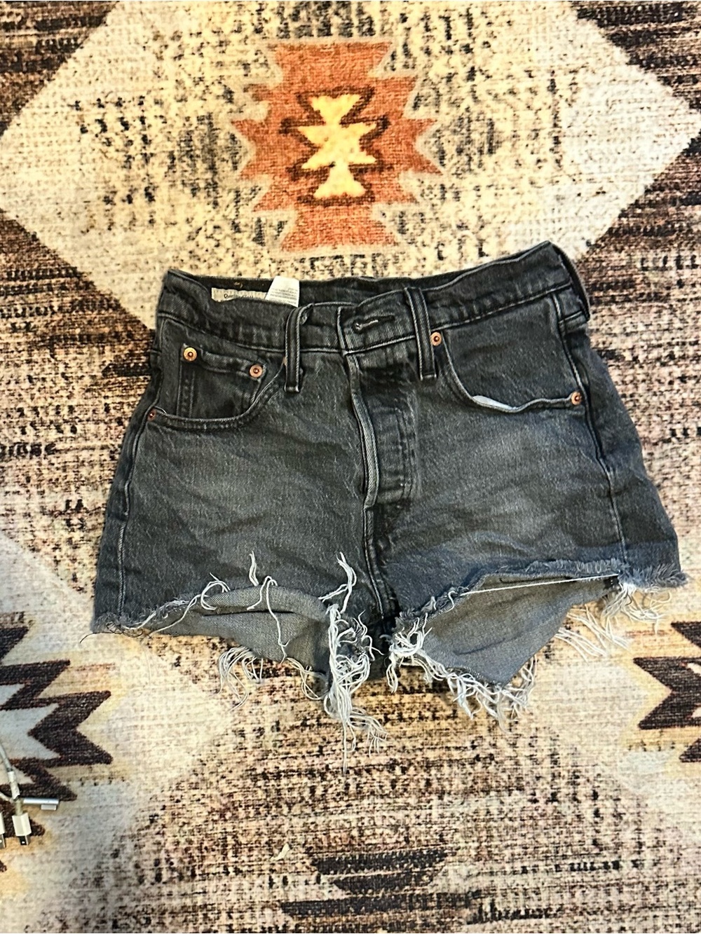 Levi 501 High-Waist Black Distressed Denim Women's Shorts